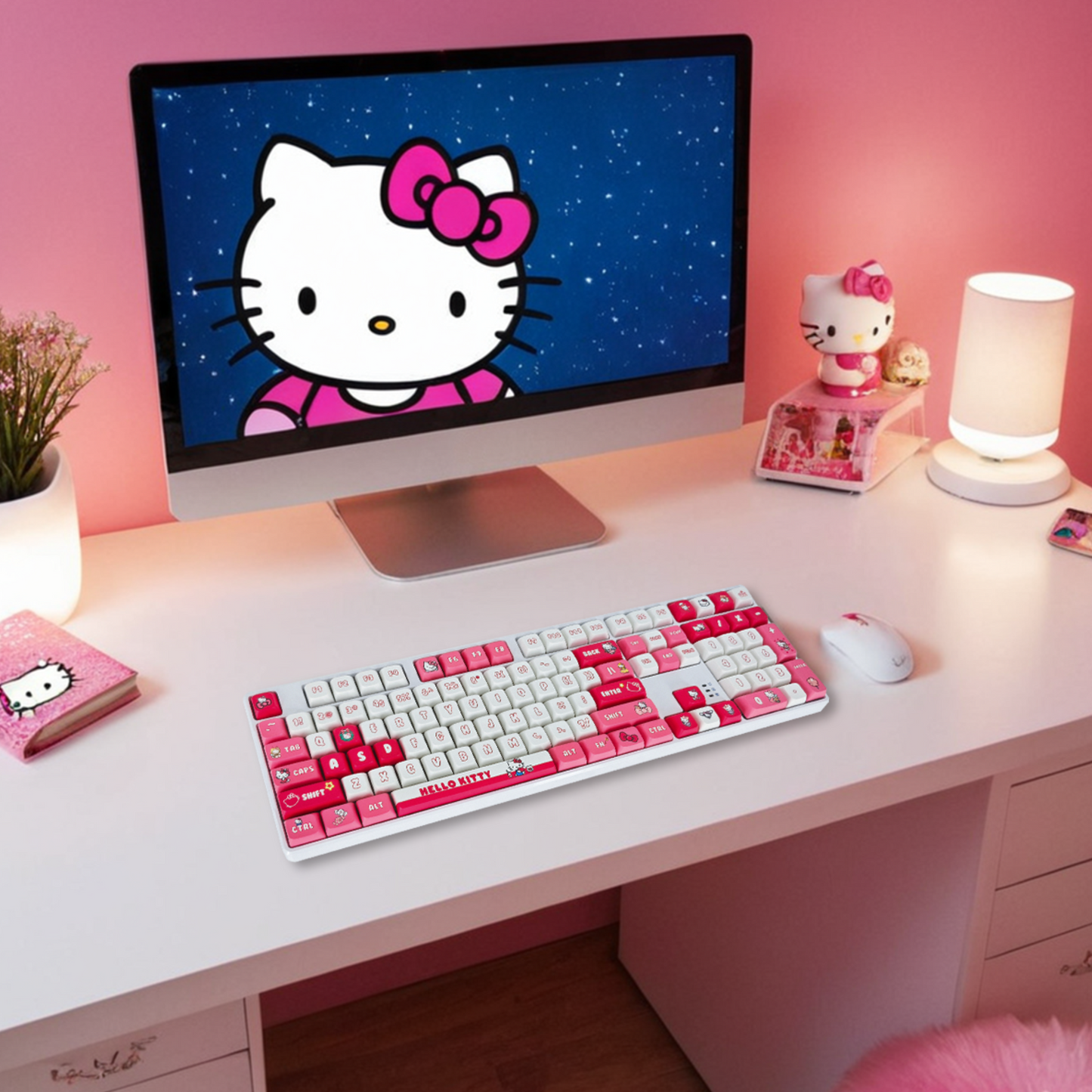 Sanrio Hello Kittty Pink and Red Keycaps for XDA MX Switches