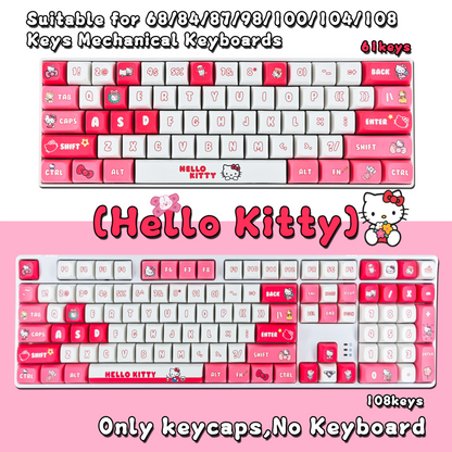 Sanrio Hello Kittty Pink and Red Keycaps for XDA MX Switches